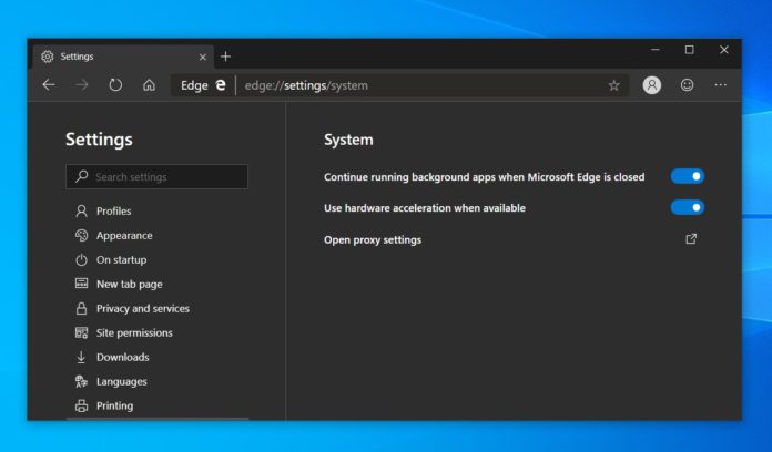 Microsoft Edge settings